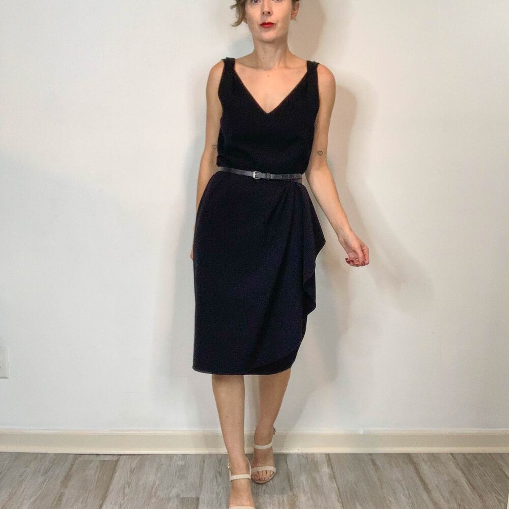Lafayette 148 Faux Wrap Dress with Draped Skirt